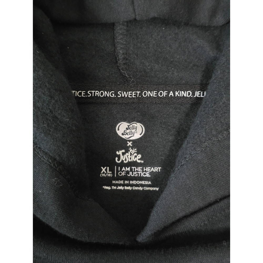 Justice x Jelly Belly LIMITED EDITION Girls XL 16/18 Black Fleece Hoodie Beans - Picture 4 of 7